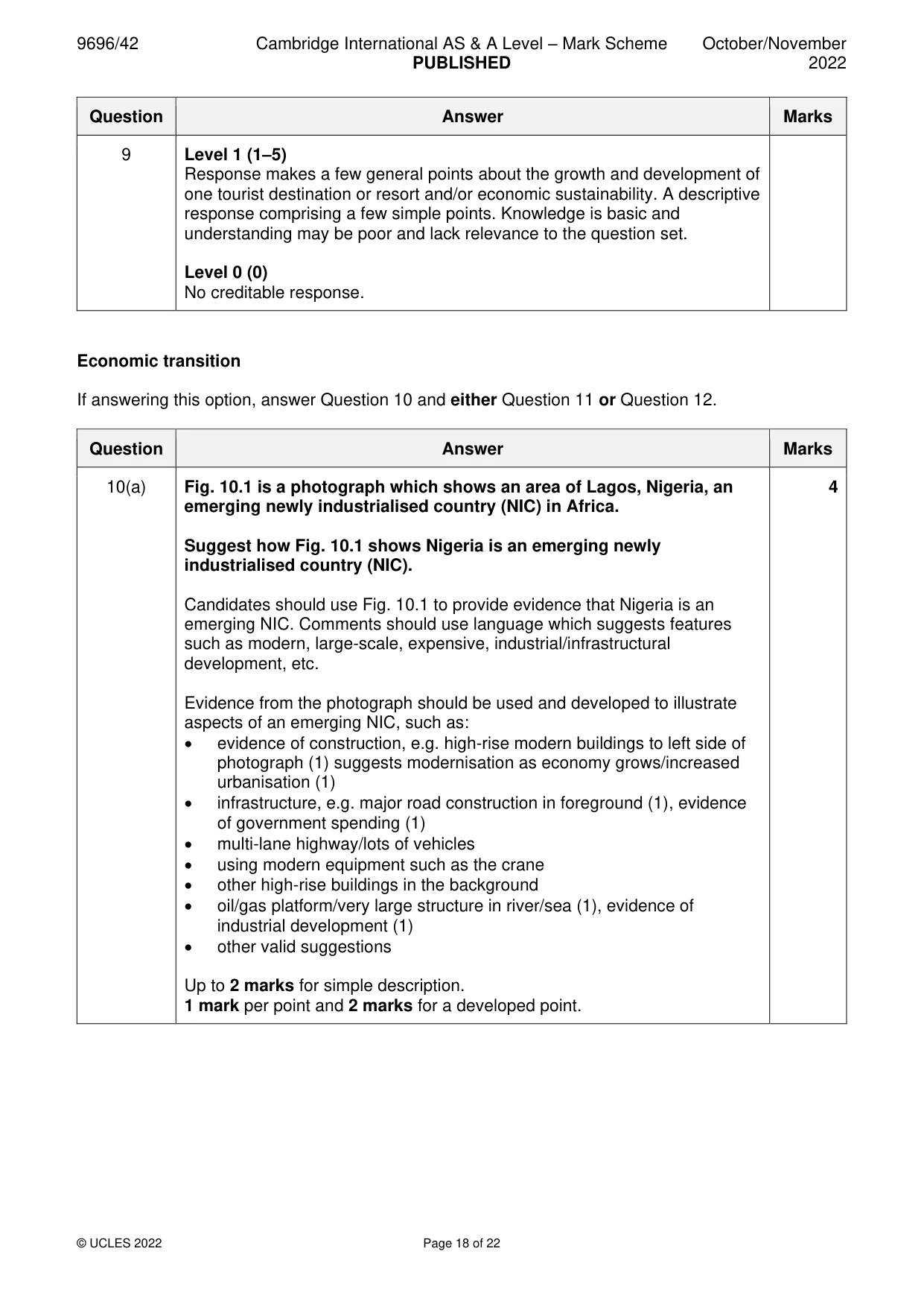 Mark scheme, page 18 of 22