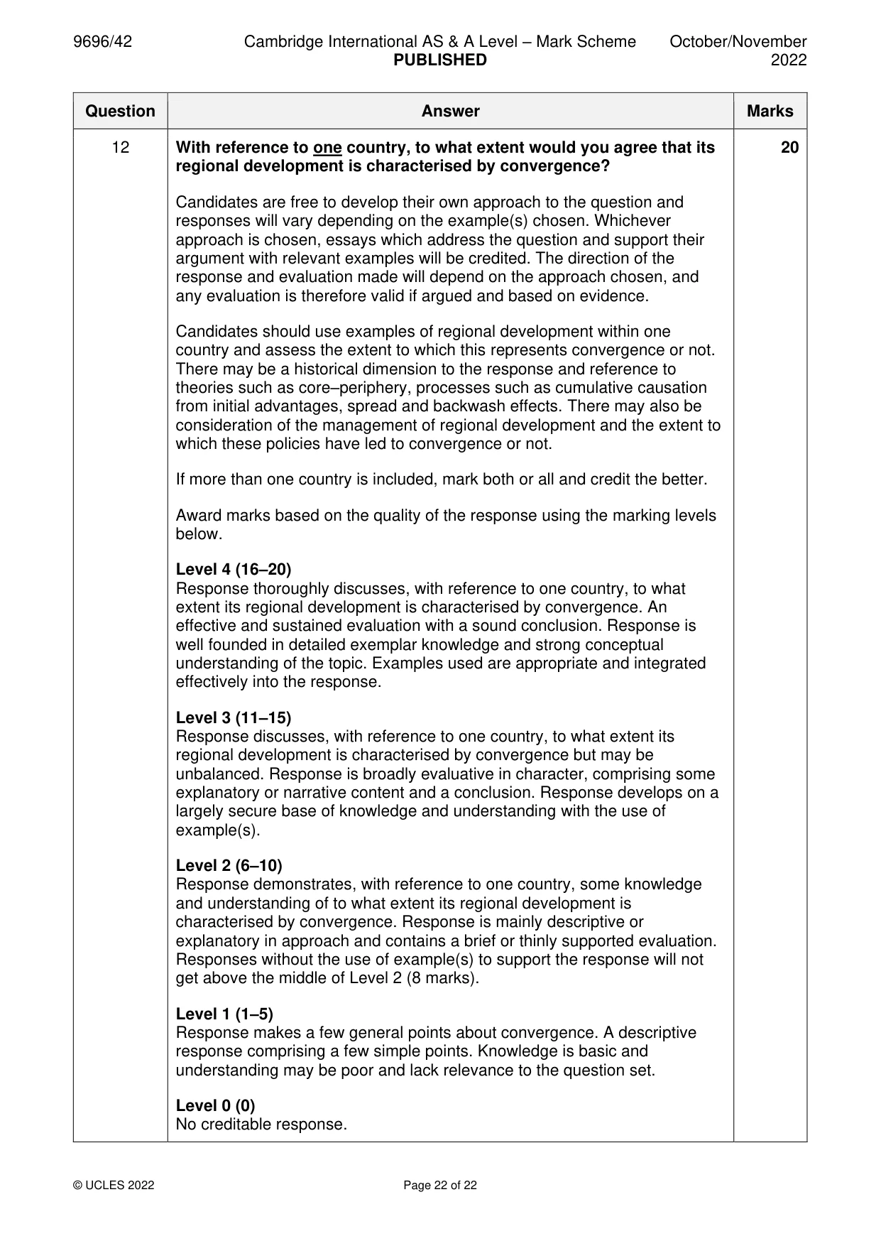 Mark scheme, page 22 of 22