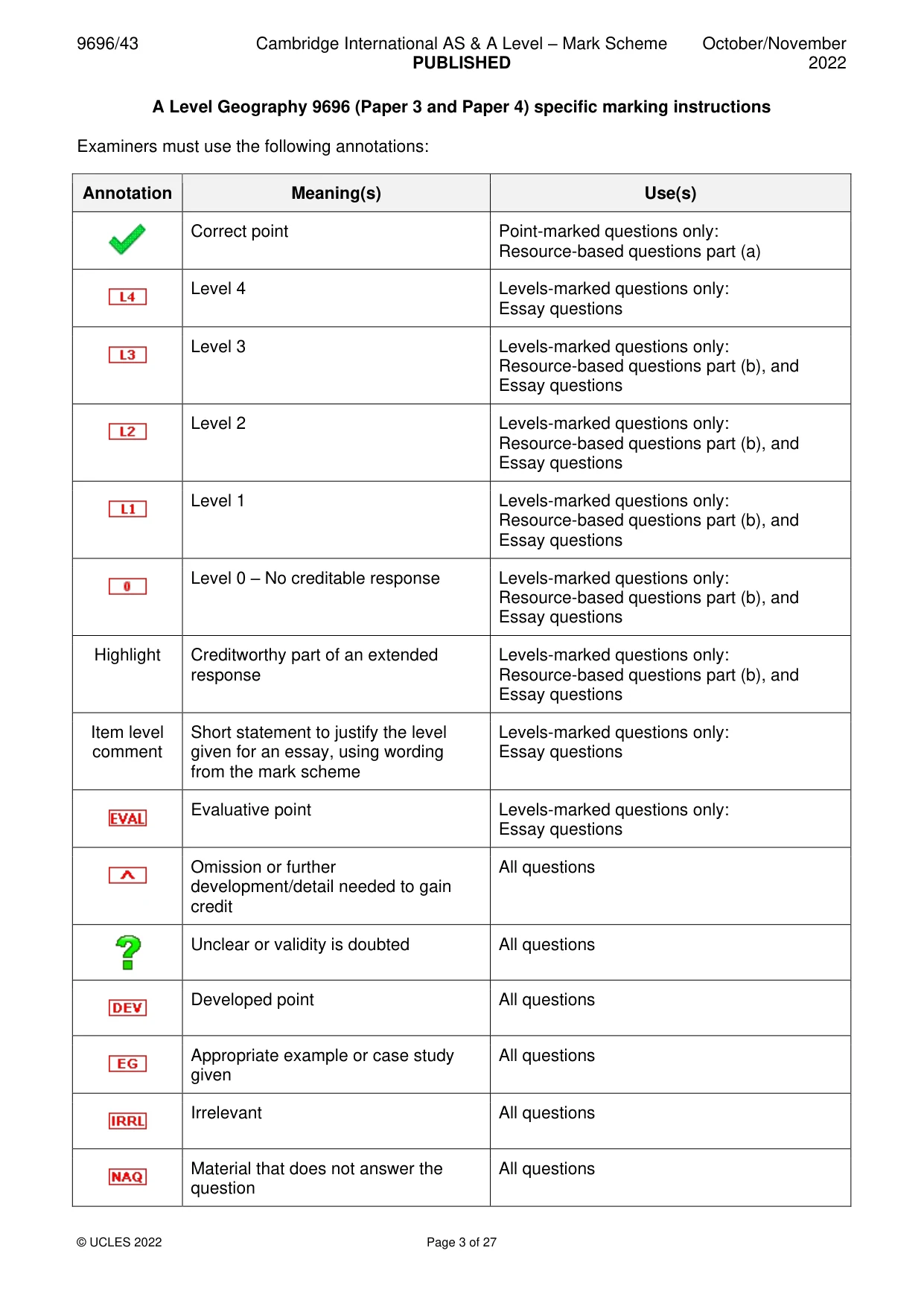 Mark scheme, page 3 of 27