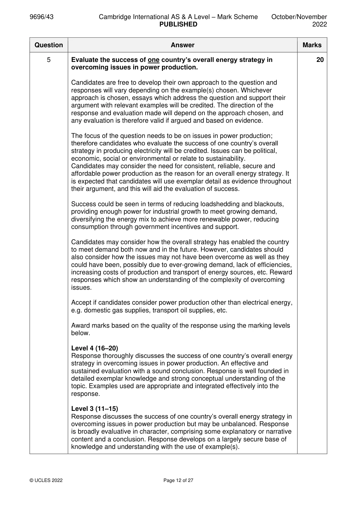 Mark scheme, page 12 of 27
