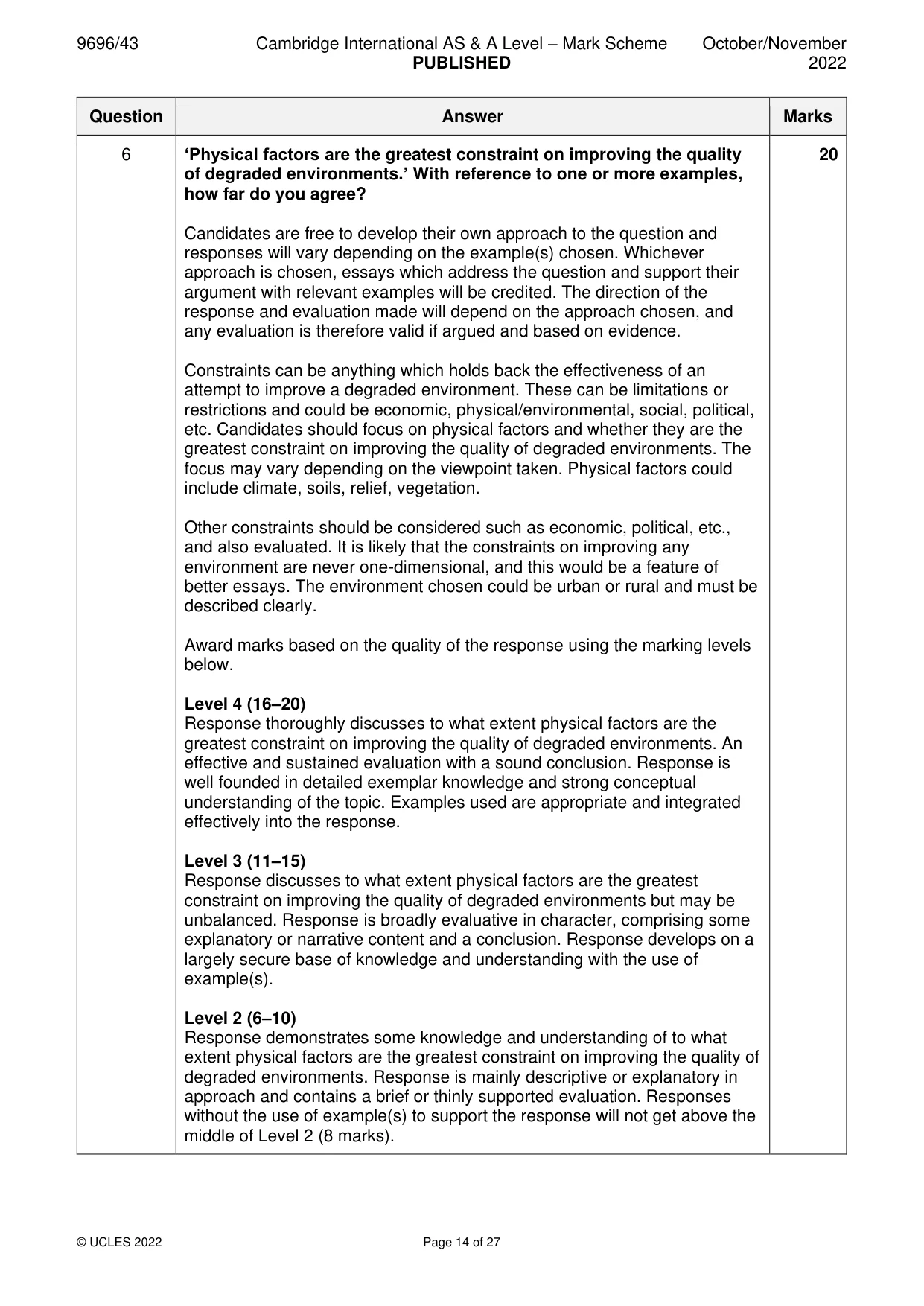 Mark scheme, page 14 of 27