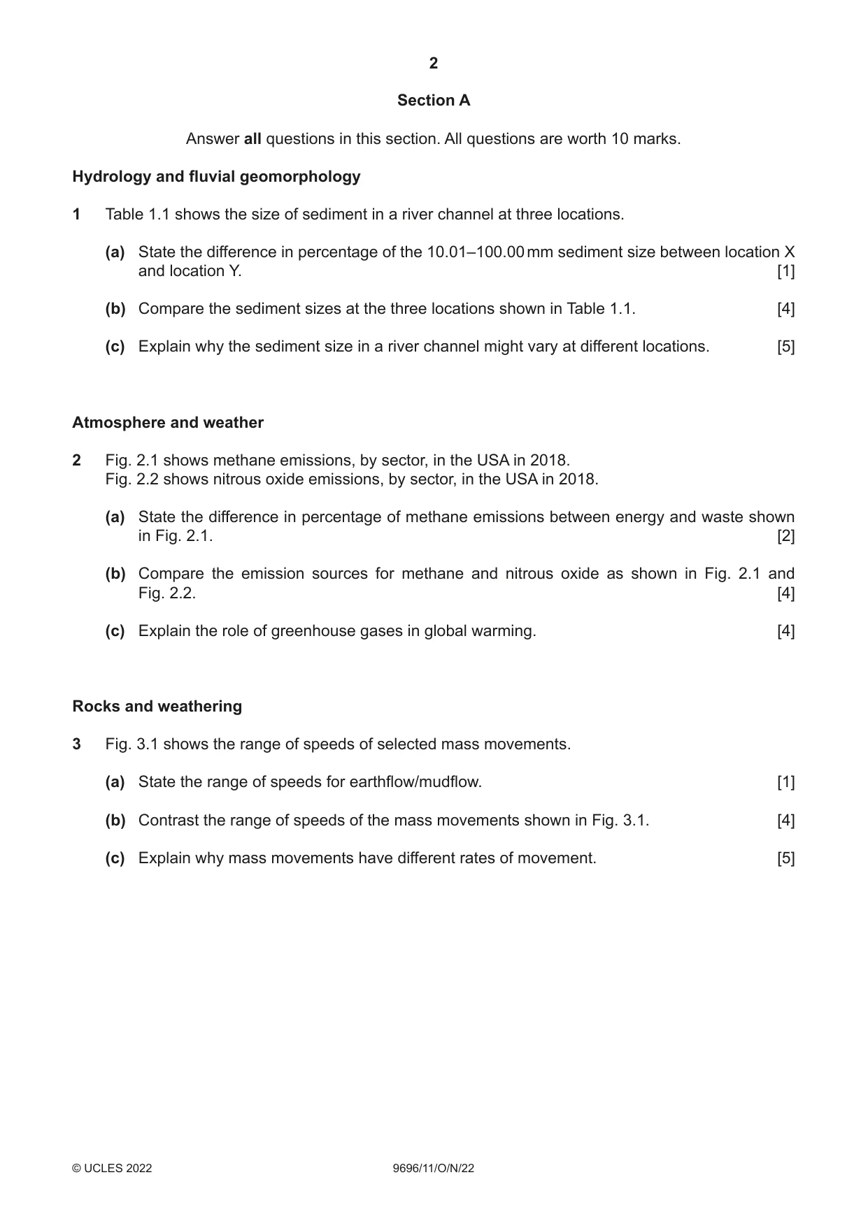 Cambridge A Level Geography 9696 2022 Oct/Nov Paper 1 · Variant 1 question paper, page 2 of 4