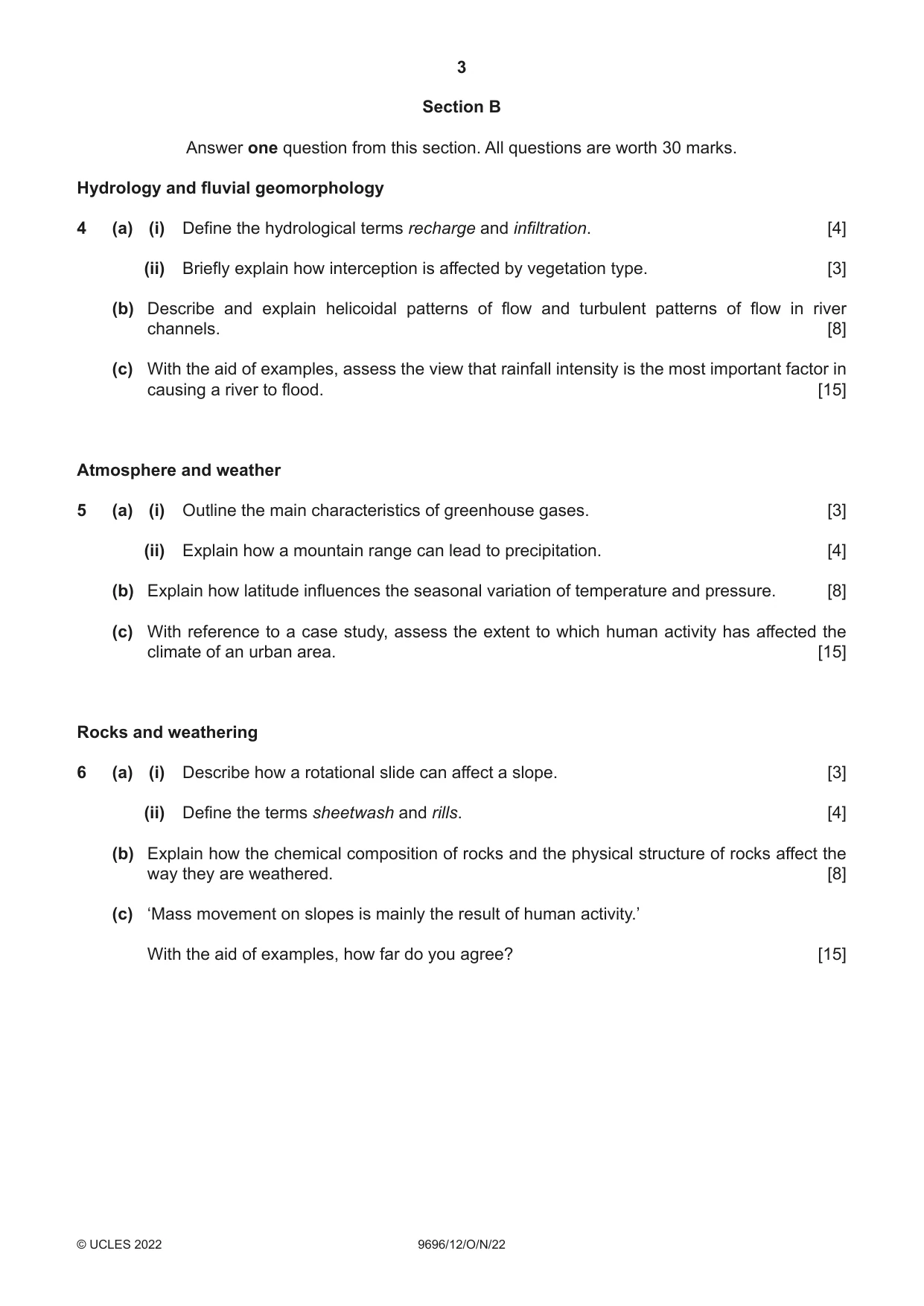 Cambridge A Level Geography 9696 2022 Oct/Nov Paper 1 · Variant 2 question paper, page 3 of 4