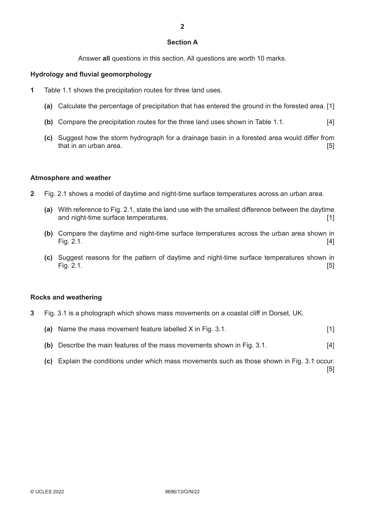Cambridge A Level Geography 9696 2022 Oct/Nov Paper 1 · Variant 3 question paper, page 2 of 4