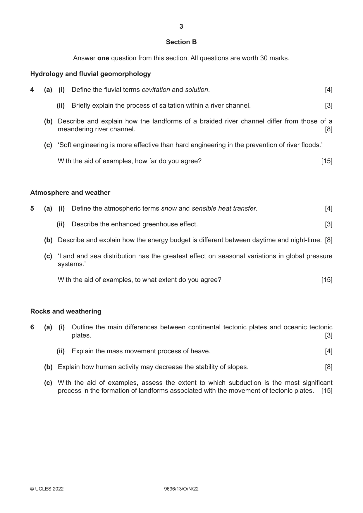 Cambridge A Level Geography 9696 2022 Oct/Nov Paper 1 · Variant 3 question paper, page 3 of 4