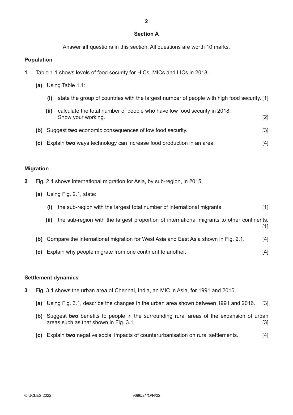 Cambridge A Level Geography 9696 2022 Oct/Nov Paper 2 · Variant 1 question paper, page 2 of 4