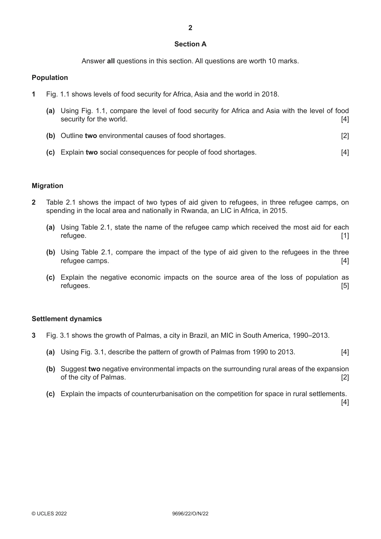 Cambridge A Level Geography 9696 2022 Oct/Nov Paper 2 · Variant 2 question paper, page 2 of 4