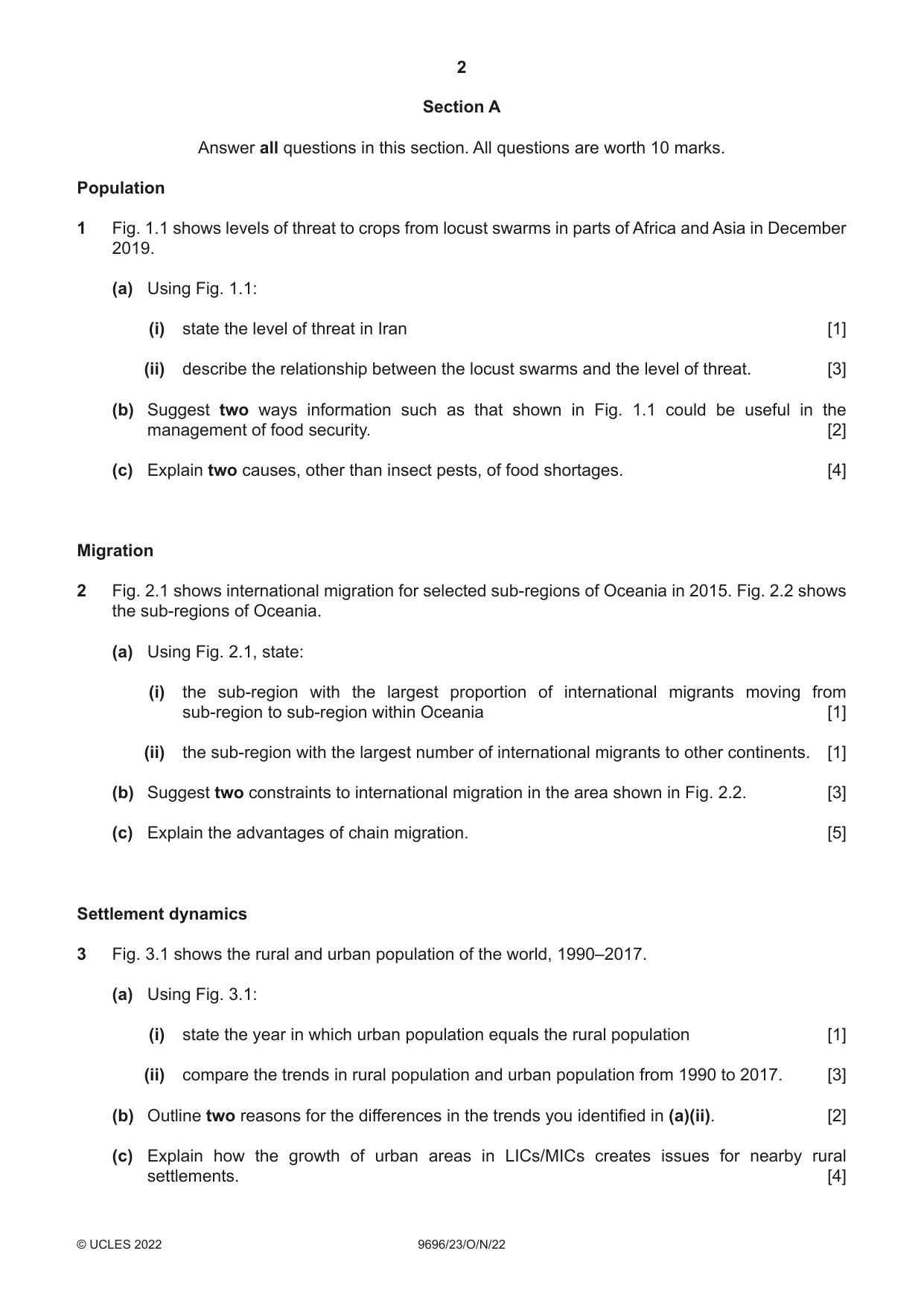 Cambridge A Level Geography 9696 2022 Oct/Nov Paper 2 · Variant 3 question paper, page 2 of 4