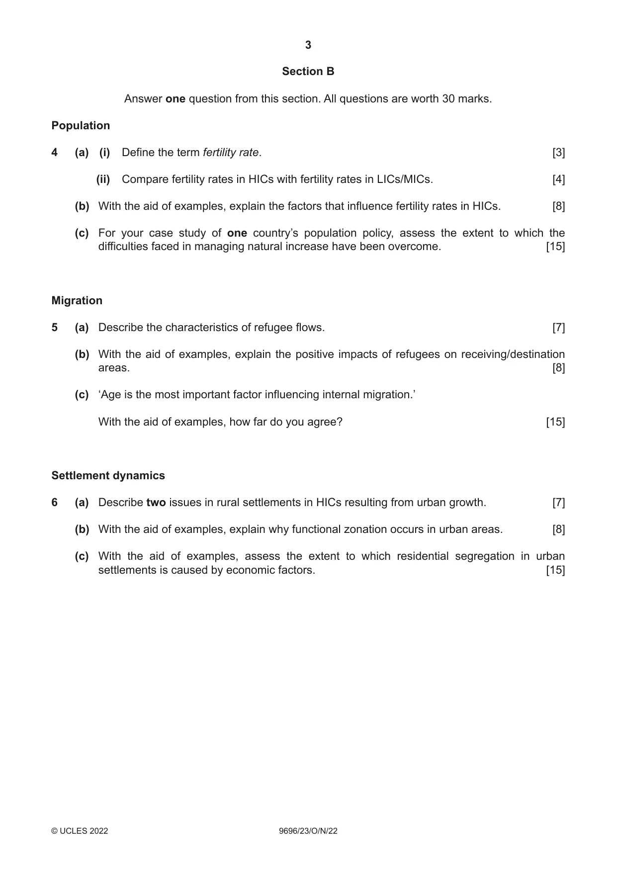 Cambridge A Level Geography 9696 2022 Oct/Nov Paper 2 · Variant 3 question paper, page 3 of 4