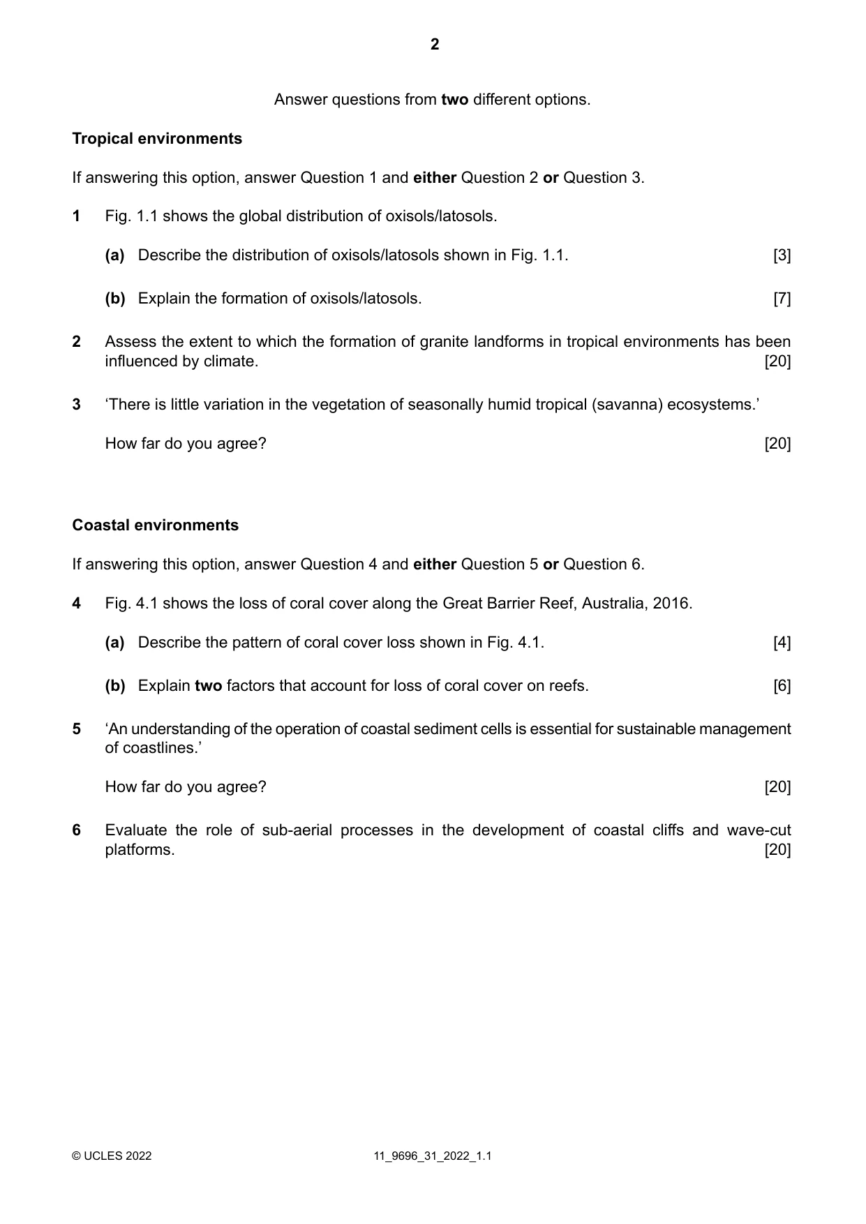 Cambridge A Level Geography 9696 2022 Oct/Nov Paper 3 · Variant 1 question paper, page 2 of 4