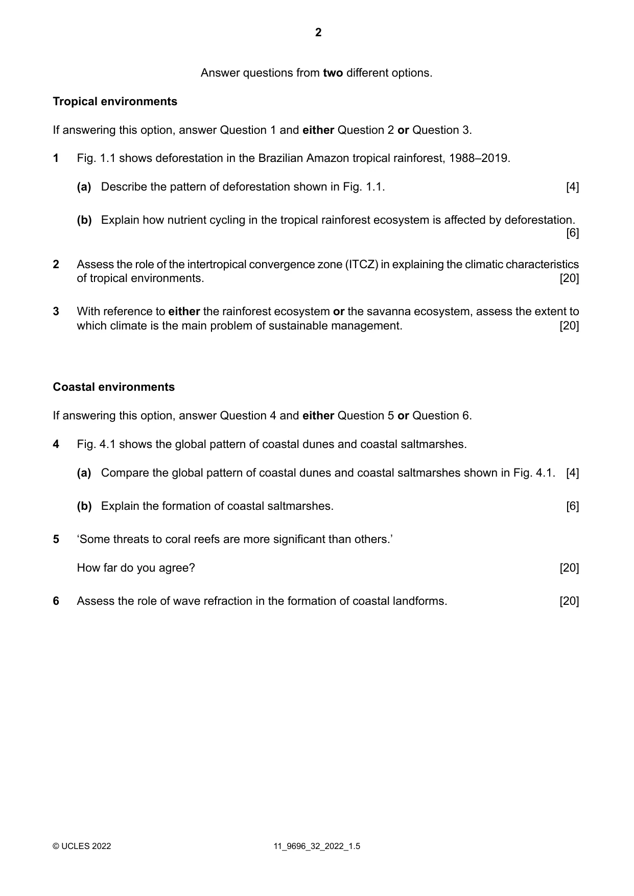 Cambridge A Level Geography 9696 2022 Oct/Nov Paper 3 · Variant 2 question paper, page 2 of 4