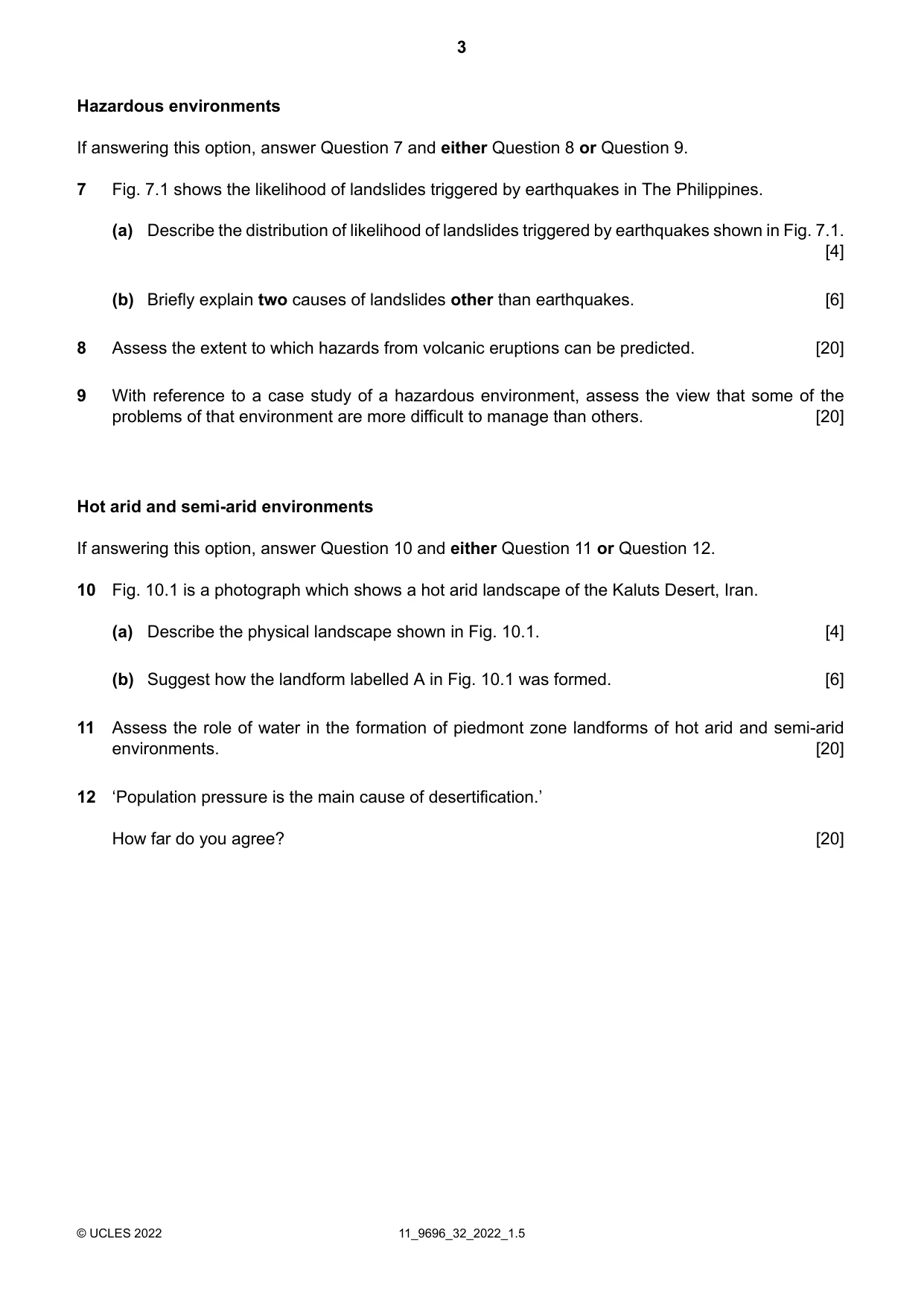 Cambridge A Level Geography 9696 2022 Oct/Nov Paper 3 · Variant 2 question paper, page 3 of 4