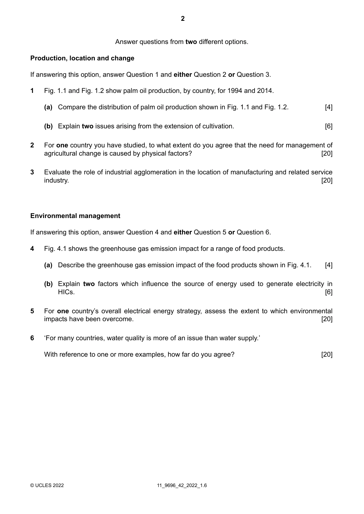 Cambridge A Level Geography 9696 2022 Oct/Nov Paper 4 · Variant 2 question paper, page 2 of 4