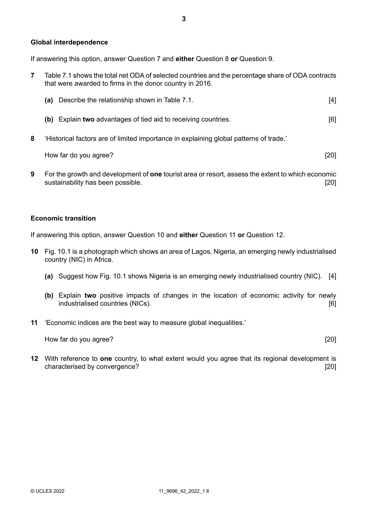 Cambridge A Level Geography 9696 2022 Oct/Nov Paper 4 · Variant 2 question paper, page 3 of 4
