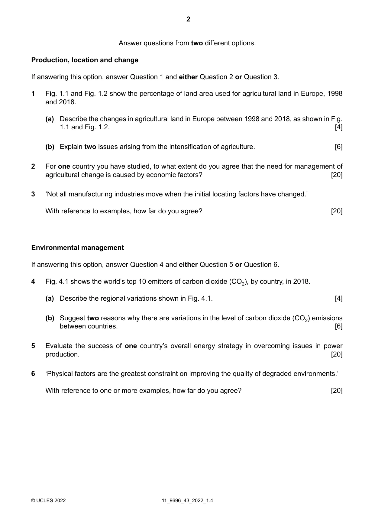 Cambridge A Level Geography 9696 2022 Oct/Nov Paper 4 · Variant 3 question paper, page 2 of 4