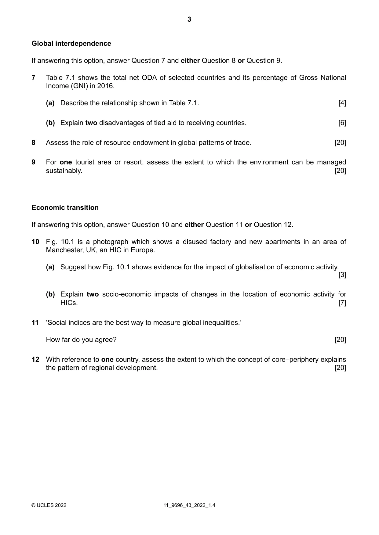 Cambridge A Level Geography 9696 2022 Oct/Nov Paper 4 · Variant 3 question paper, page 3 of 4