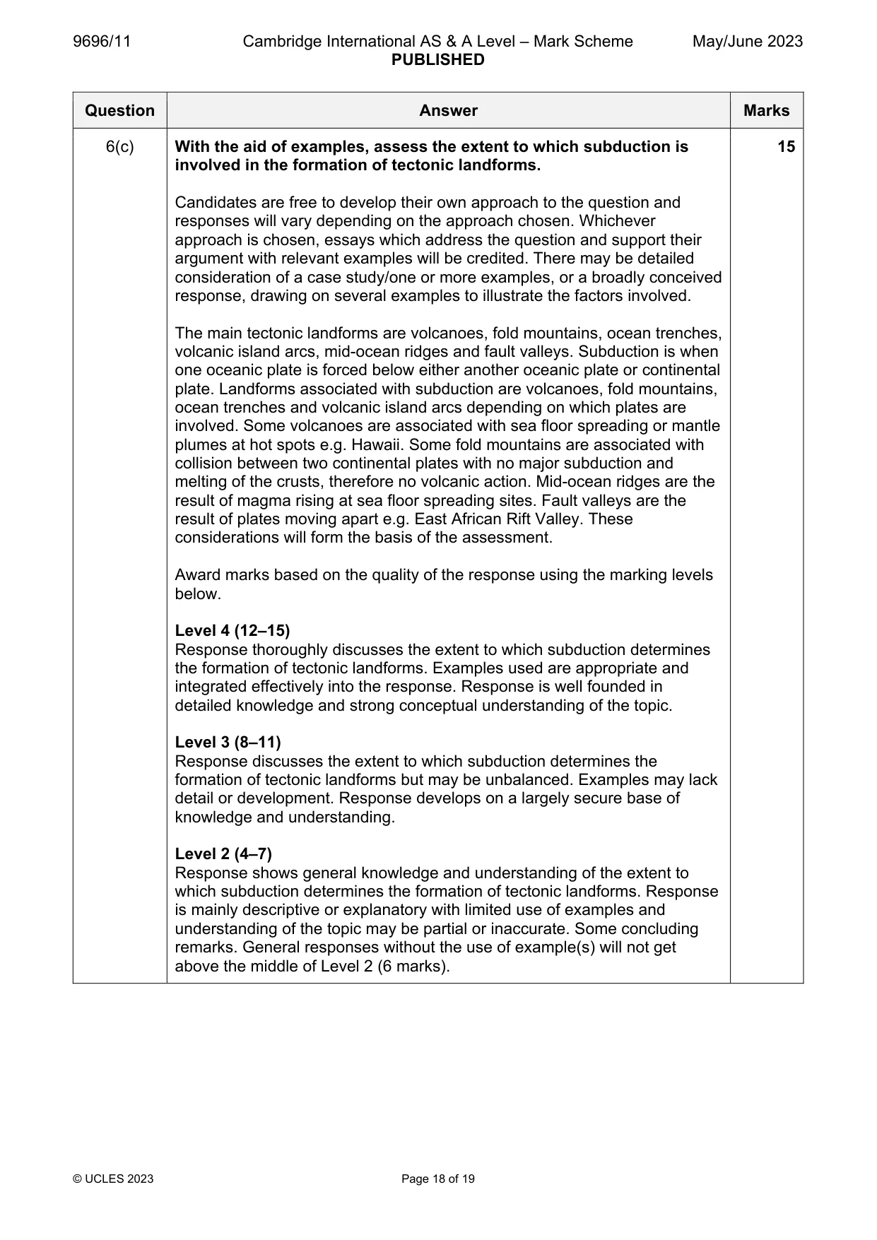 Mark scheme, page 18 of 19