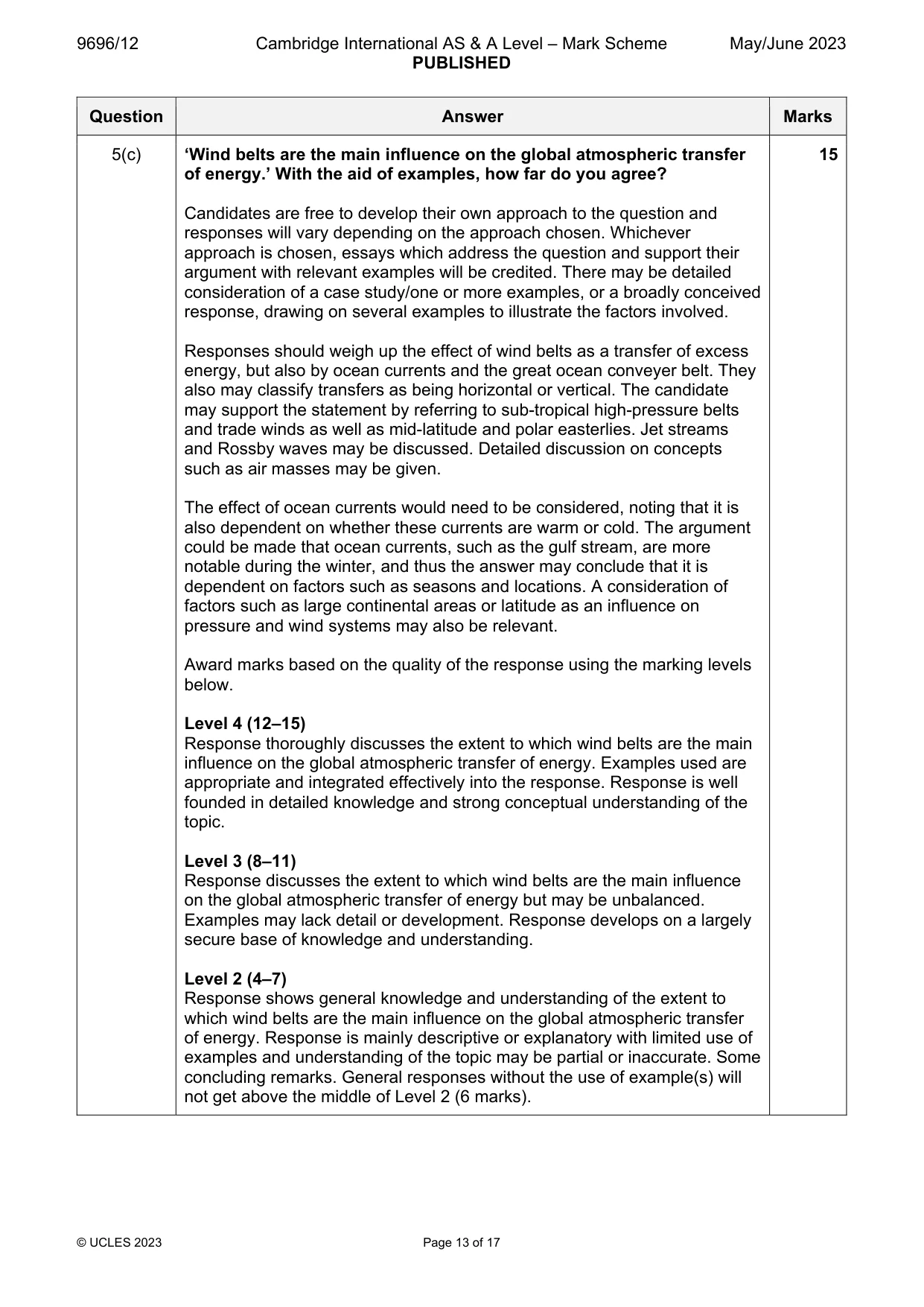 Mark scheme, page 13 of 17