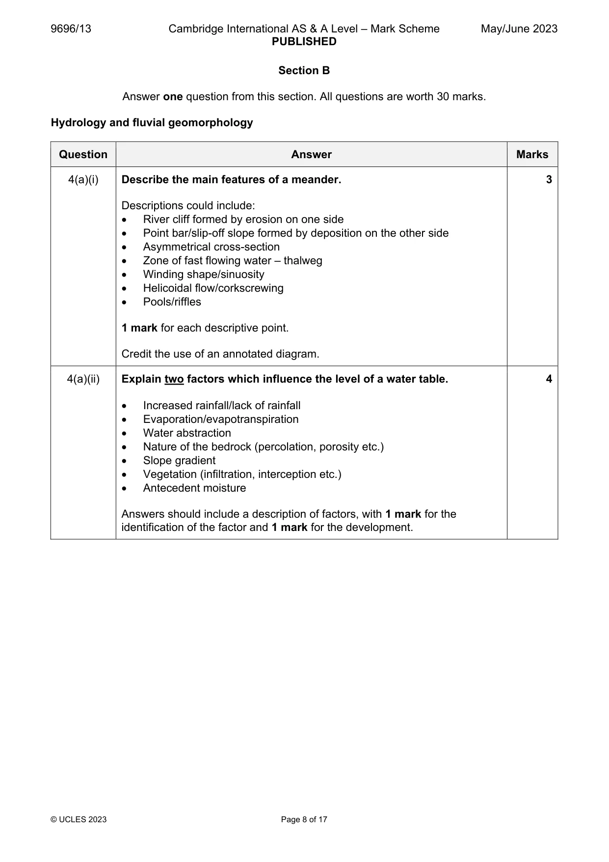 Mark scheme, page 8 of 17