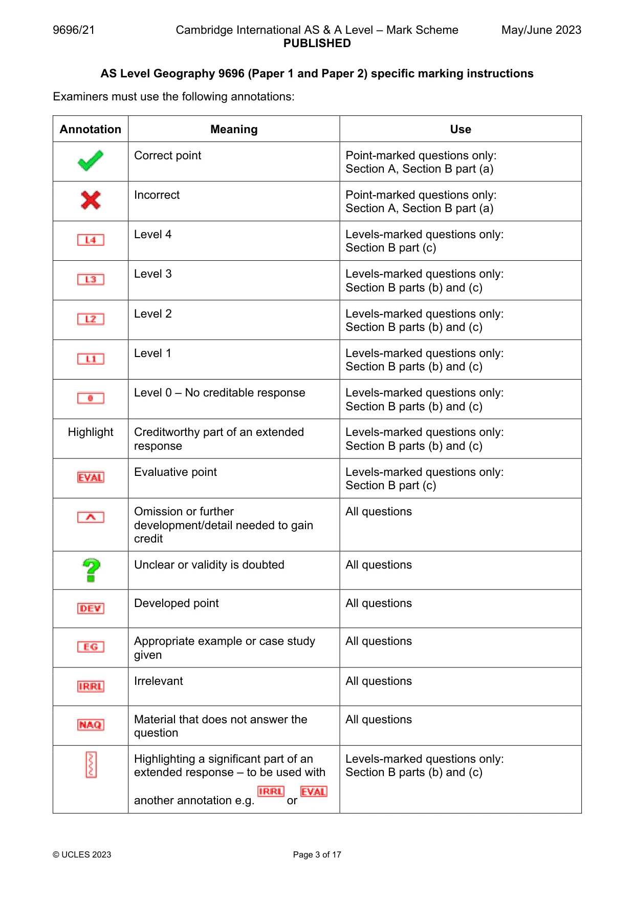 Mark scheme, page 3 of 17