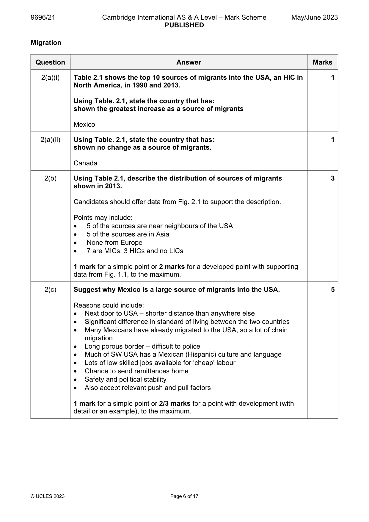 Mark scheme, page 6 of 17