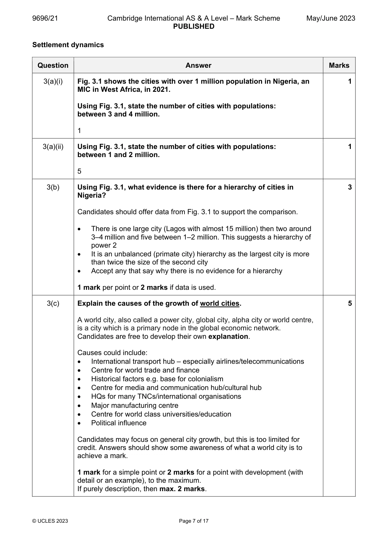 Mark scheme, page 7 of 17