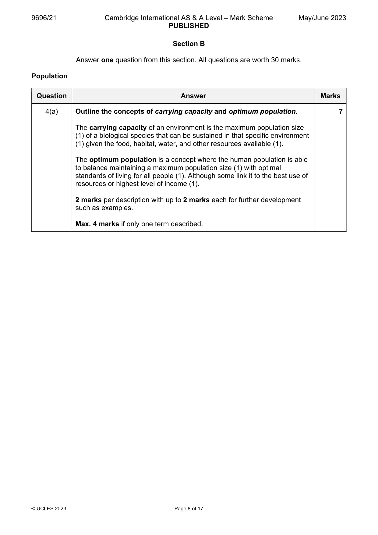 Mark scheme, page 8 of 17