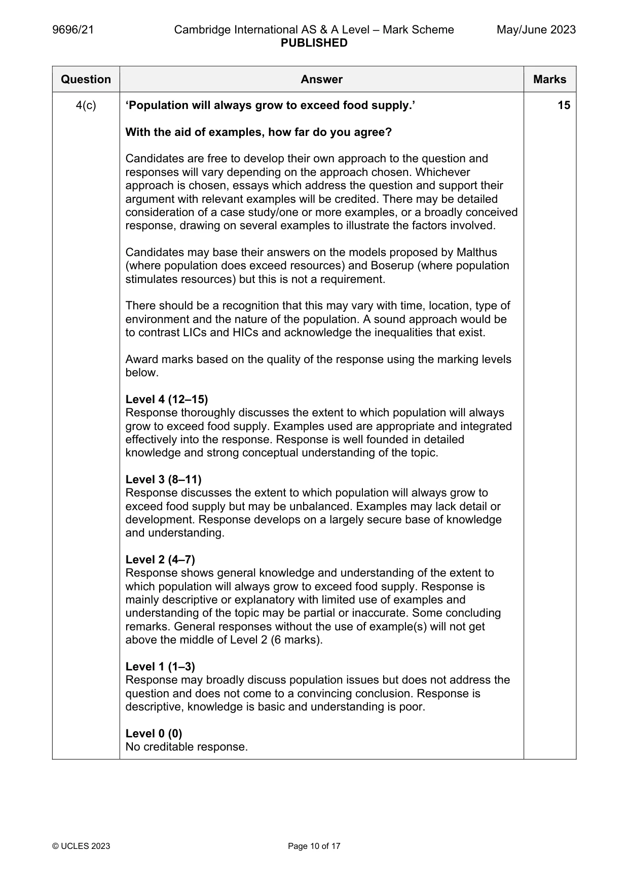 Mark scheme, page 10 of 17