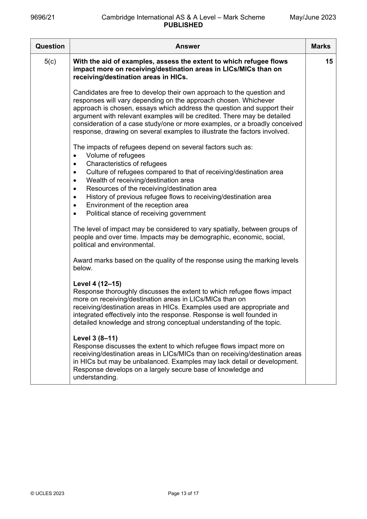 Mark scheme, page 13 of 17