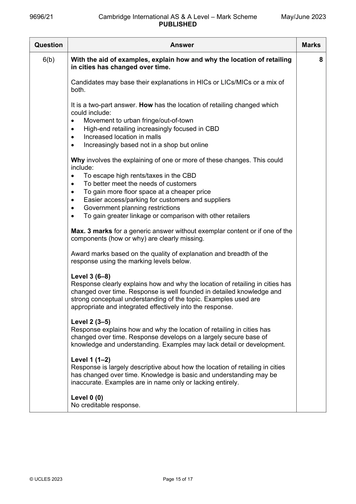 Mark scheme, page 15 of 17