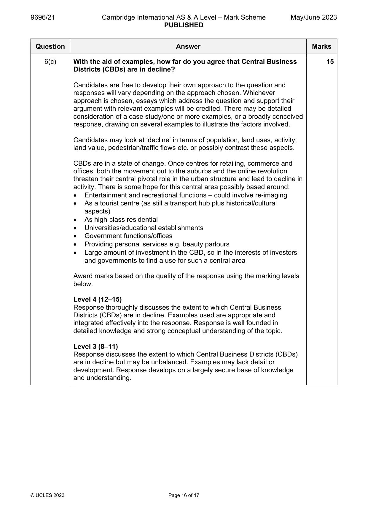 Mark scheme, page 16 of 17