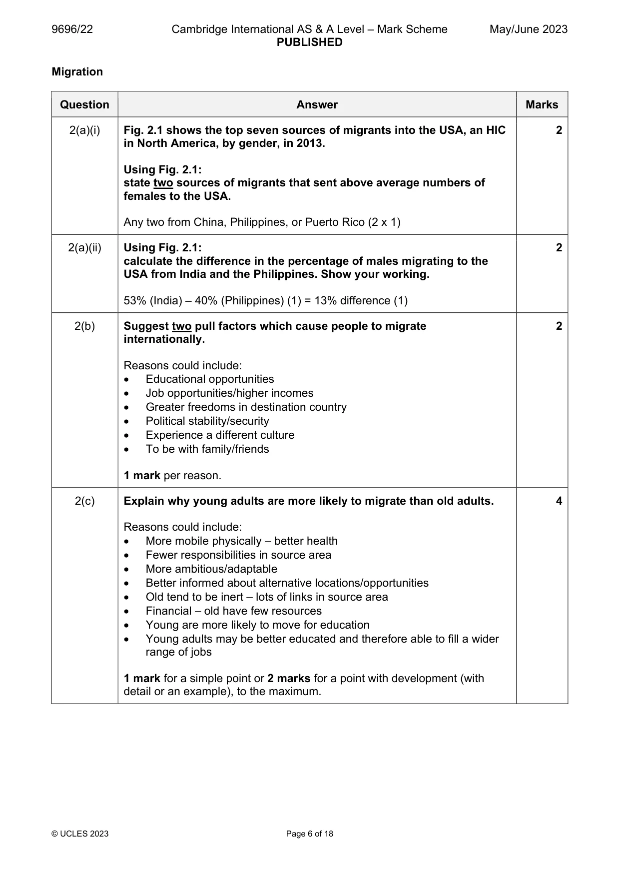Mark scheme, page 6 of 18