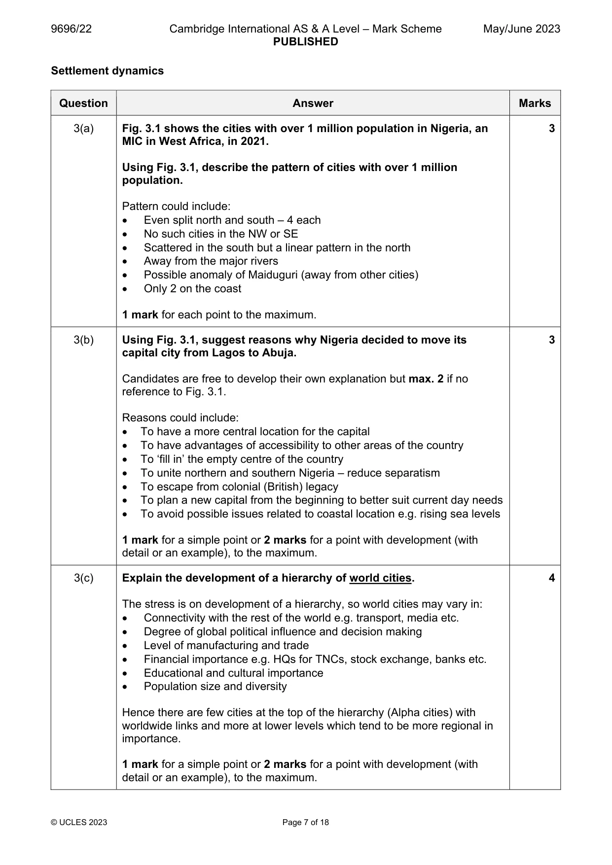 Mark scheme, page 7 of 18