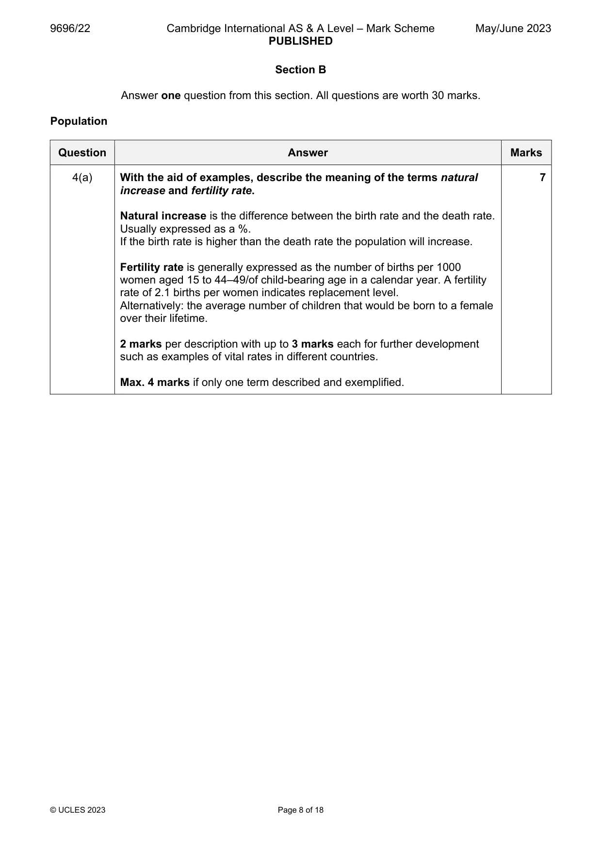 Mark scheme, page 8 of 18