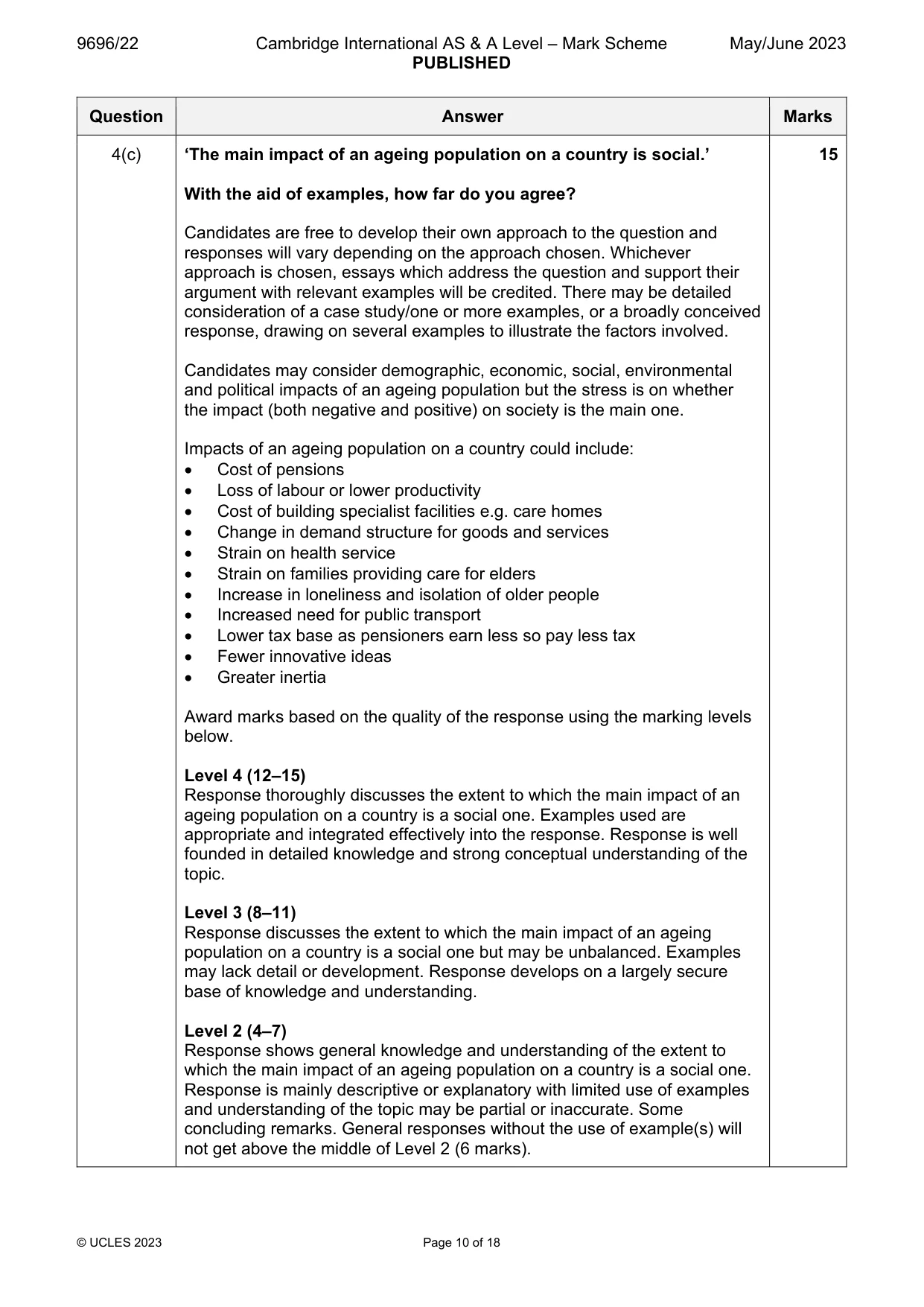 Mark scheme, page 10 of 18