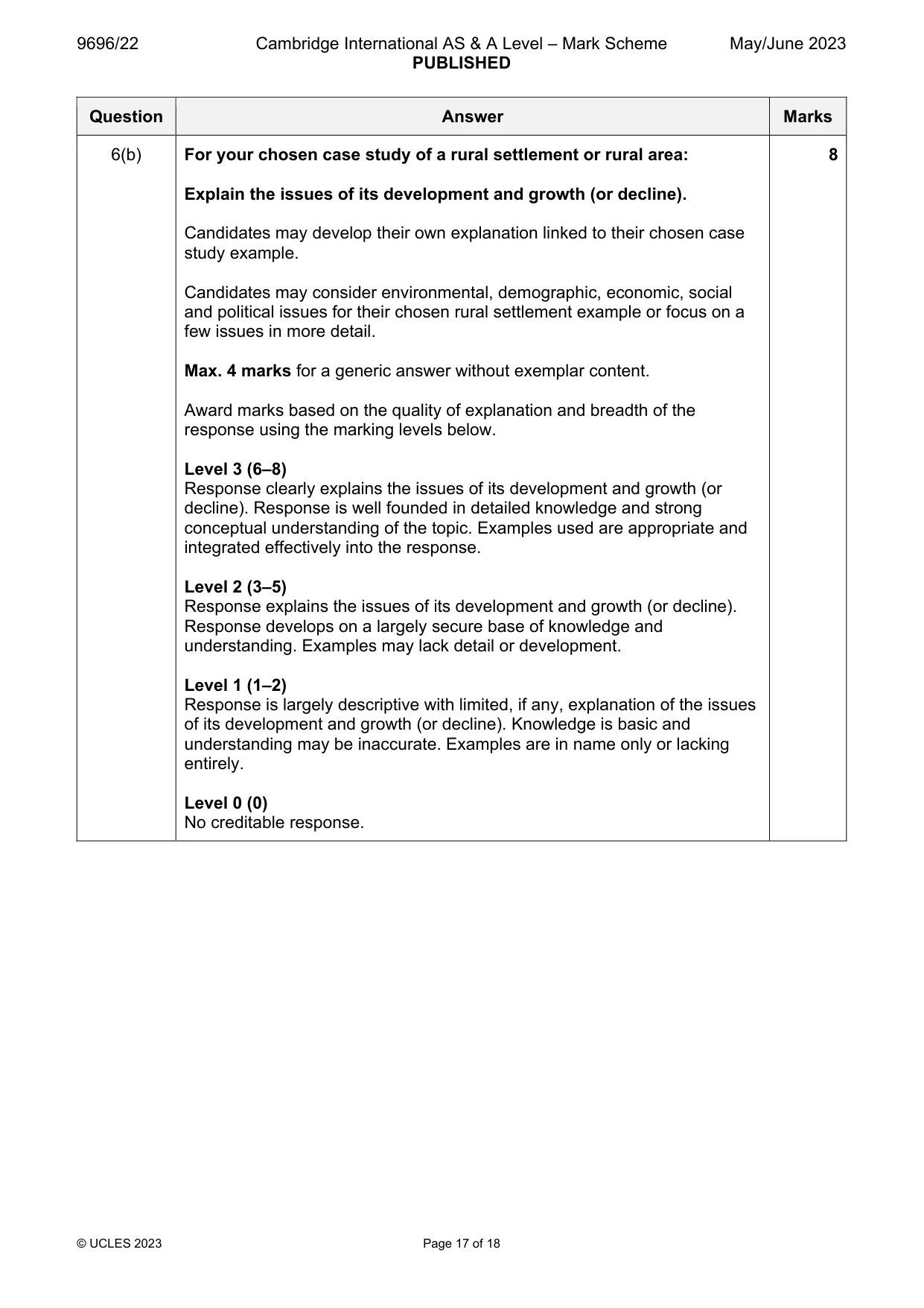 Mark scheme, page 17 of 18