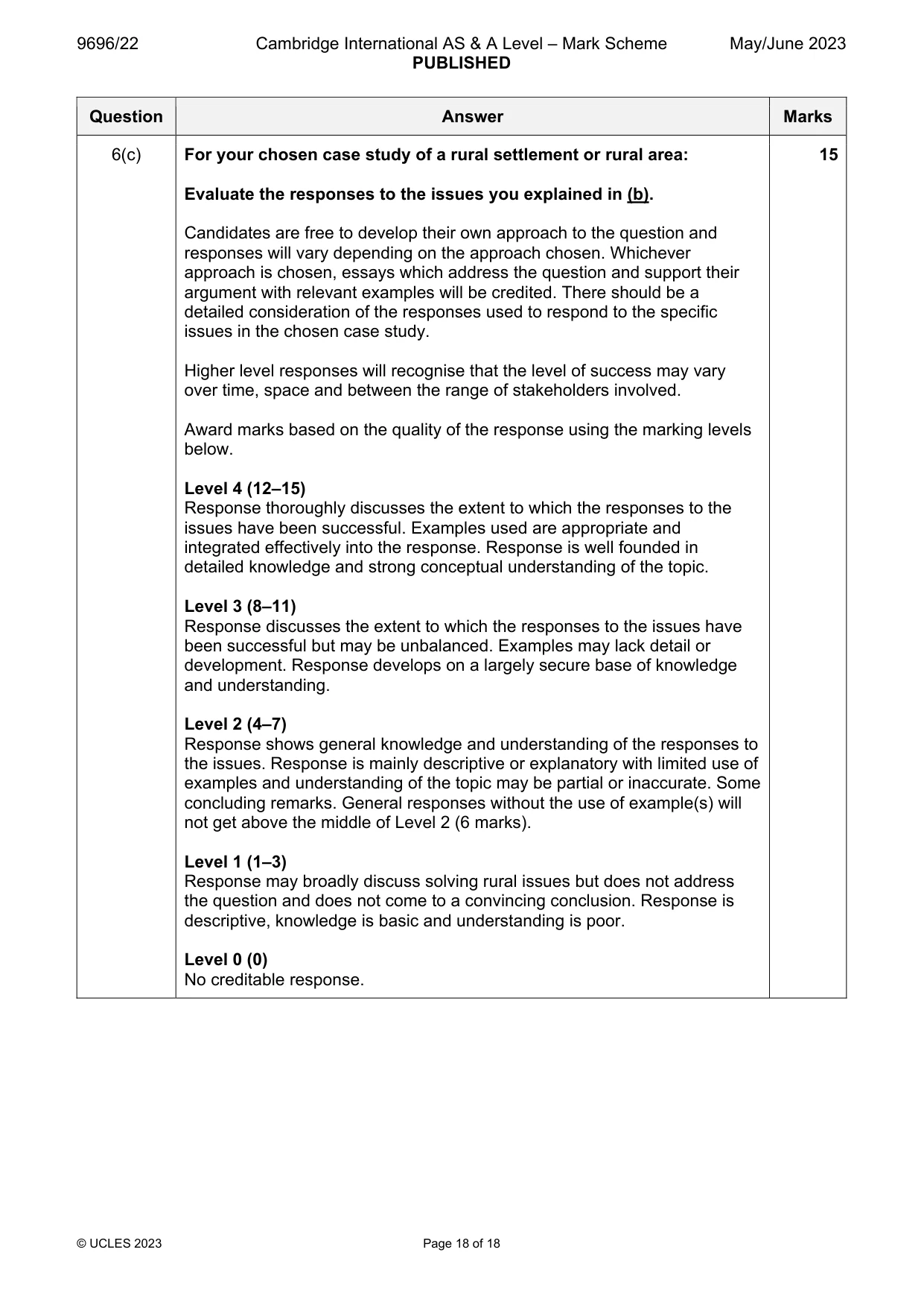 Mark scheme, page 18 of 18