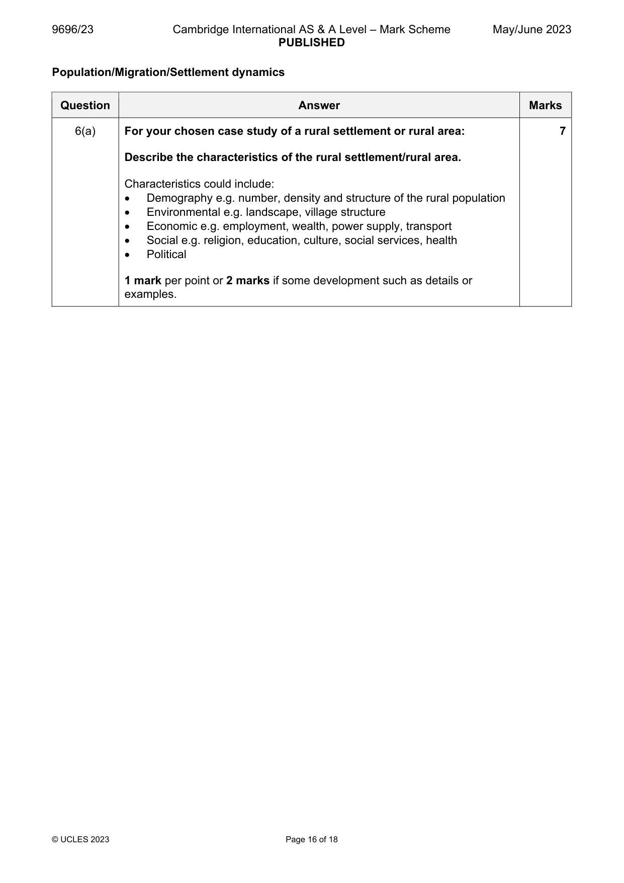 Mark scheme, page 16 of 18