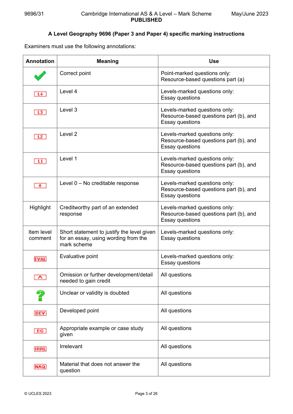 Mark scheme, page 3 of 26