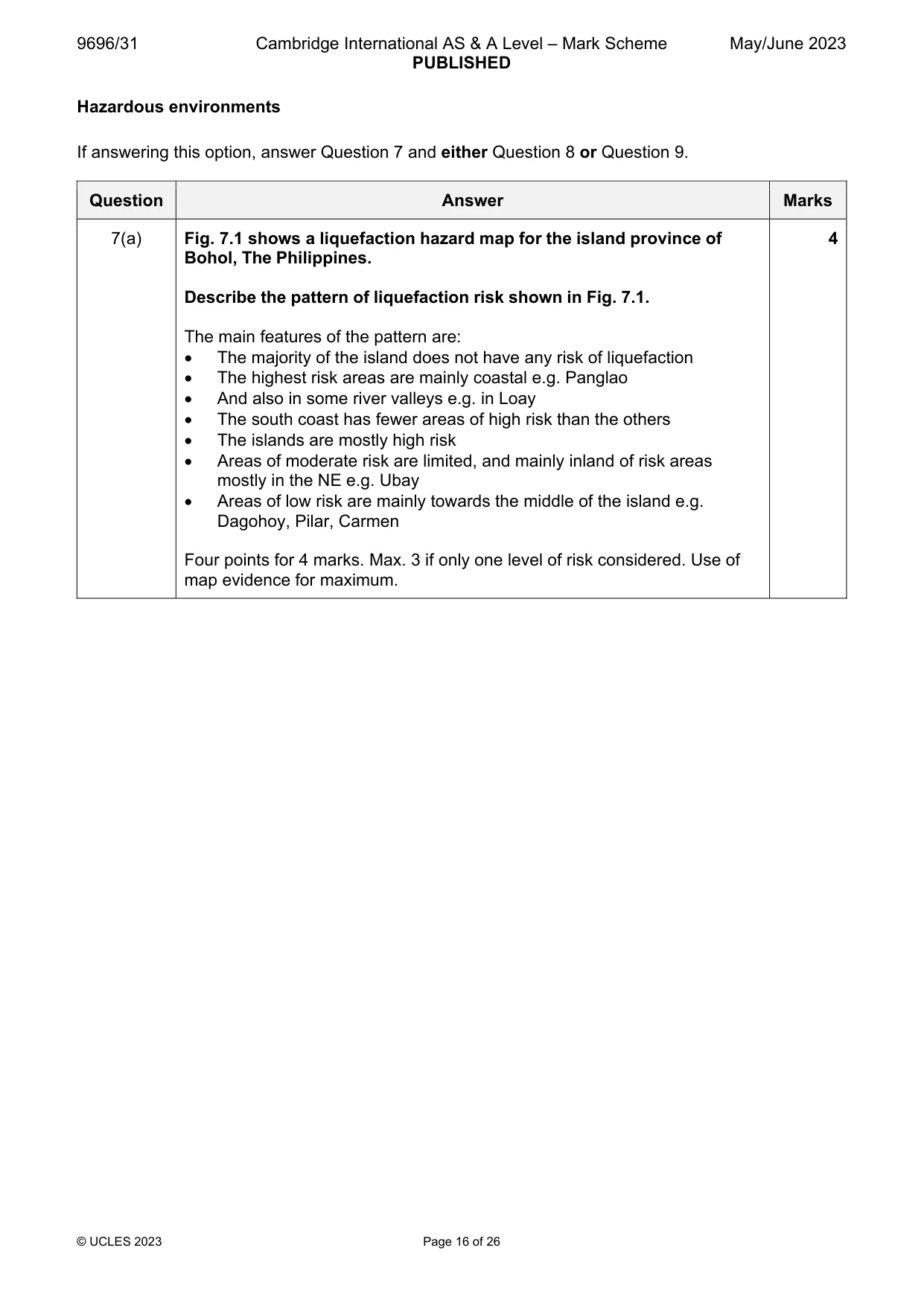 Mark scheme, page 16 of 26
