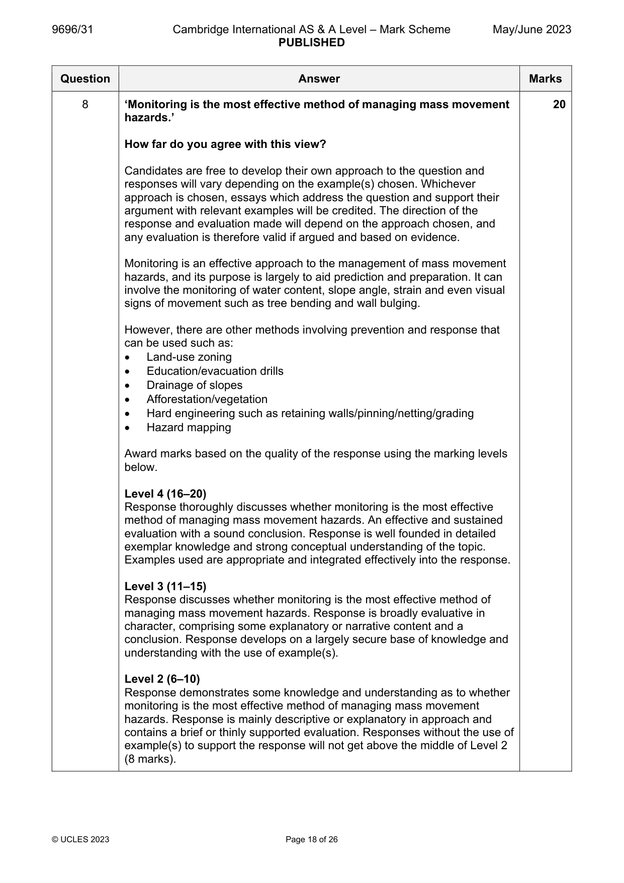 Mark scheme, page 18 of 26