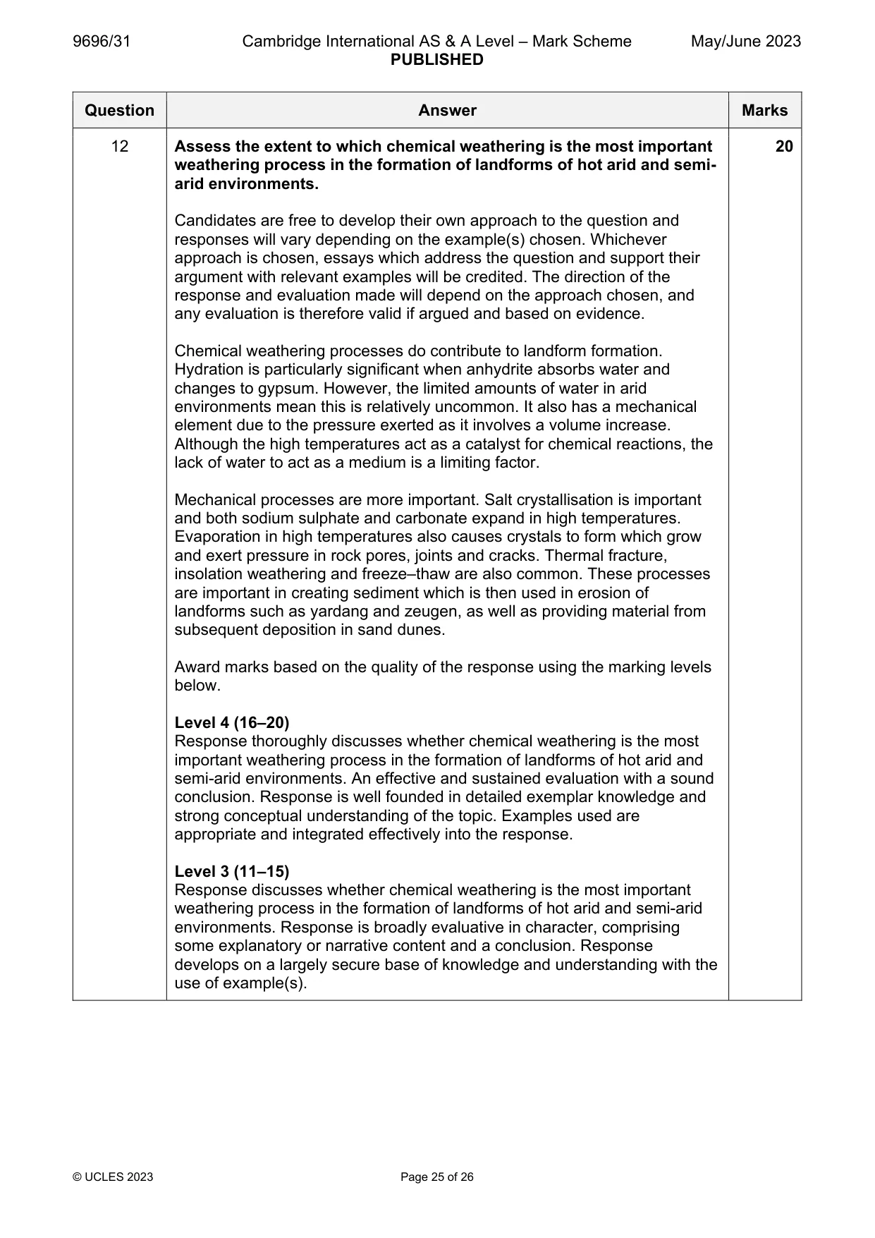 Mark scheme, page 25 of 26