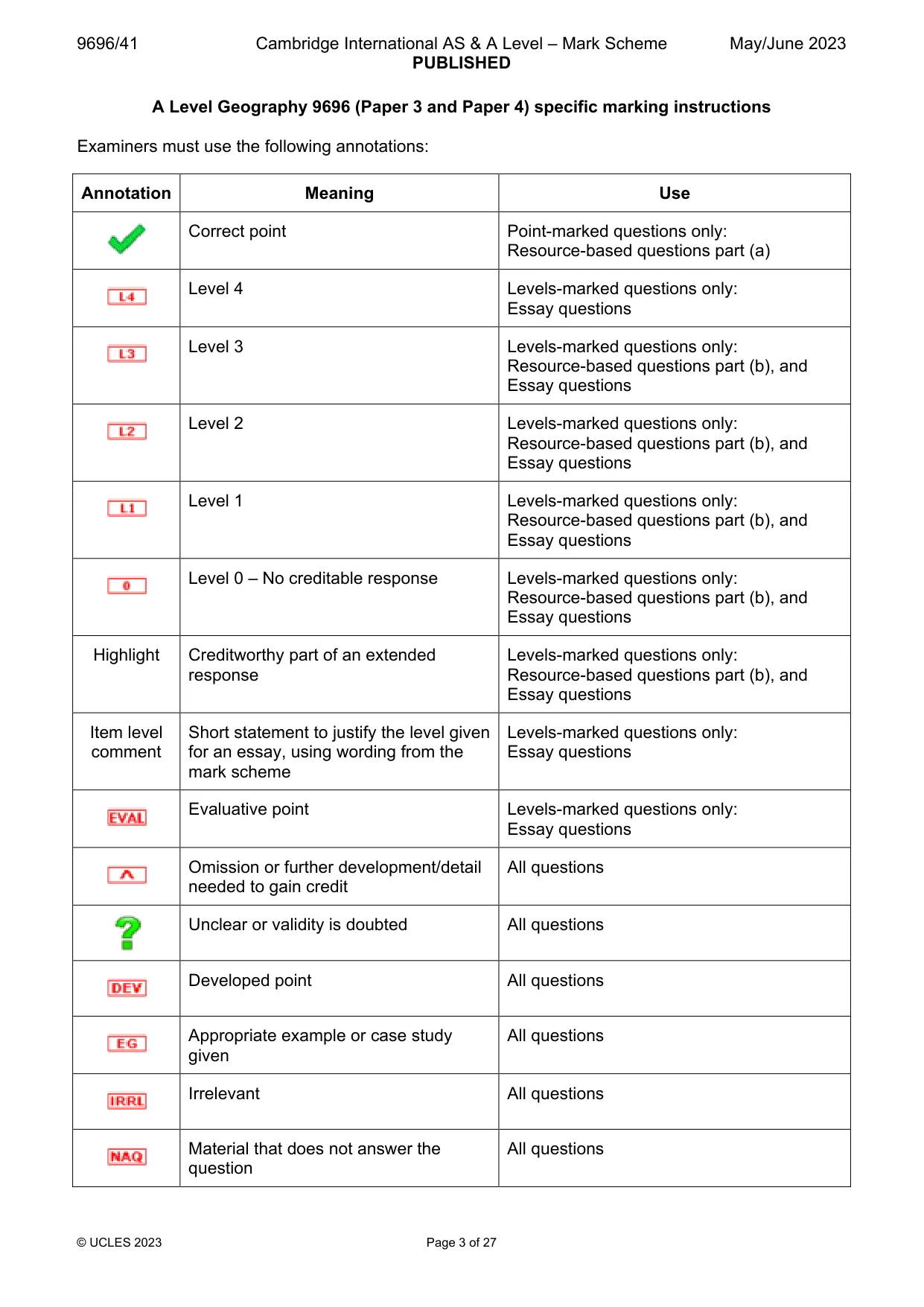 Mark scheme, page 3 of 27
