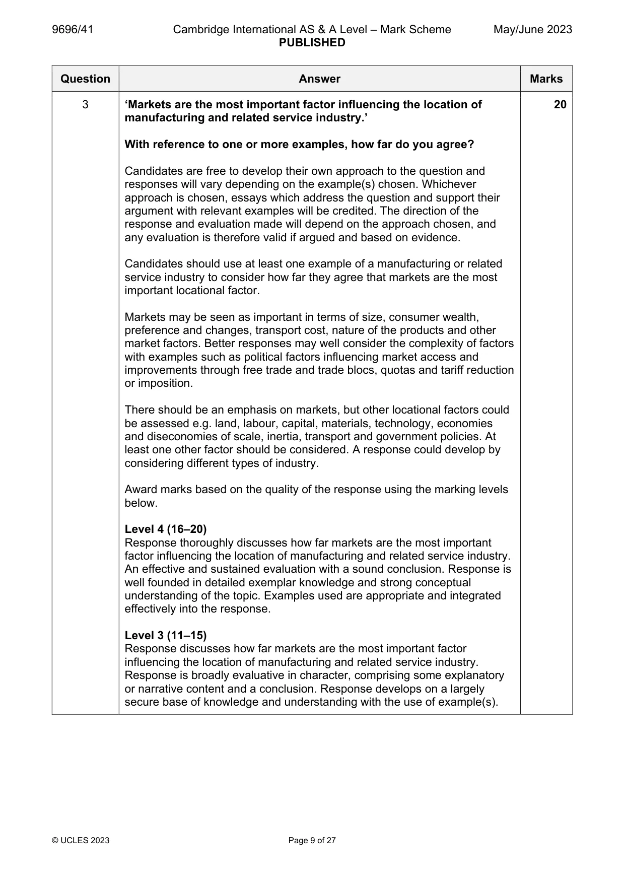 Mark scheme, page 9 of 27