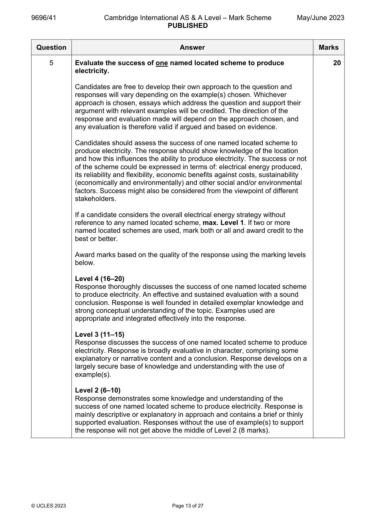 Mark scheme, page 13 of 27