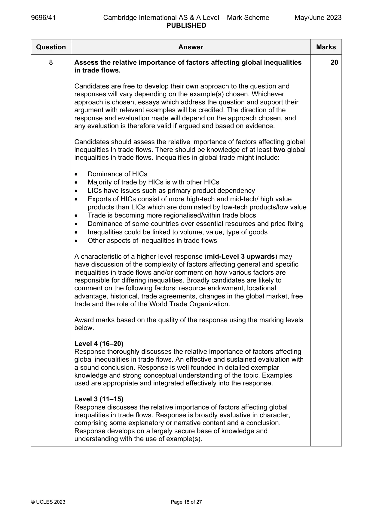 Mark scheme, page 18 of 27