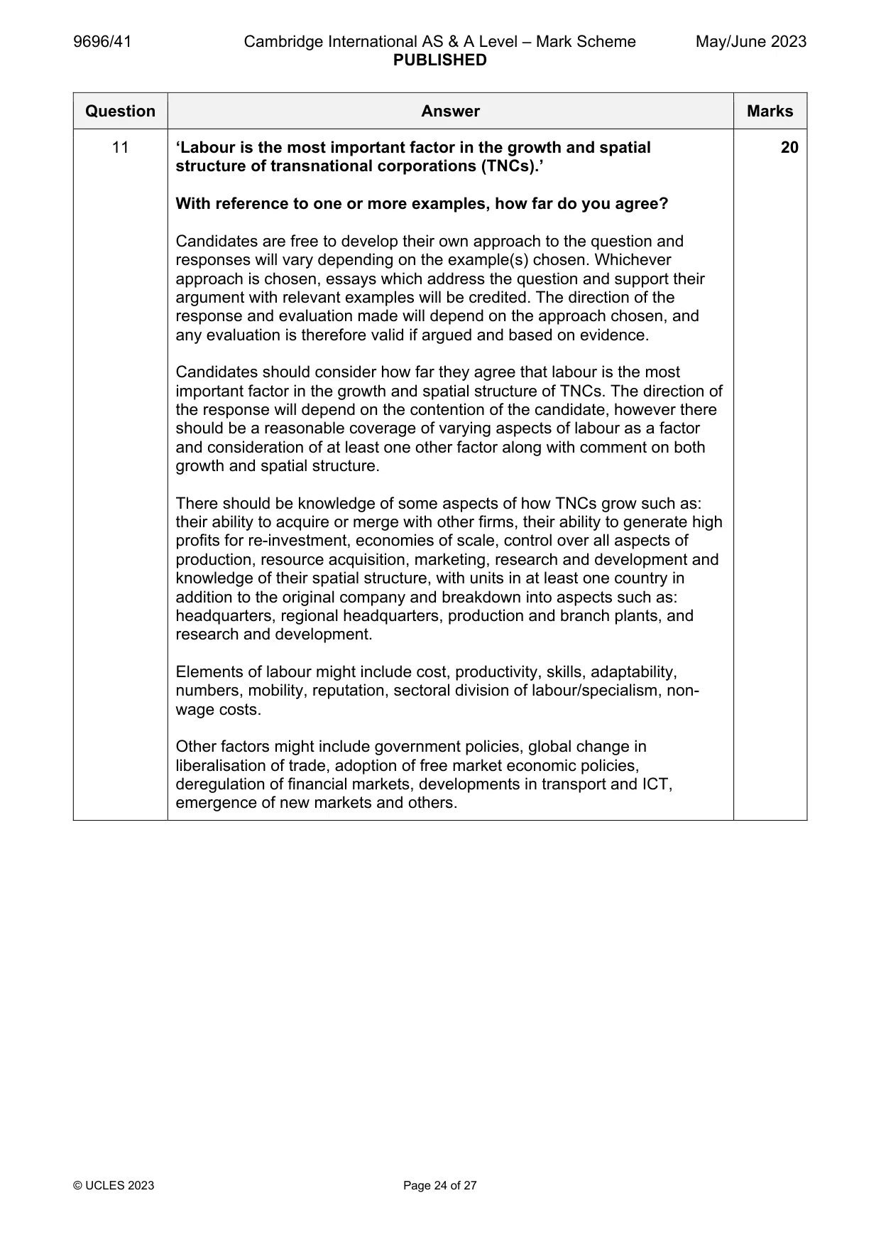 Mark scheme, page 24 of 27