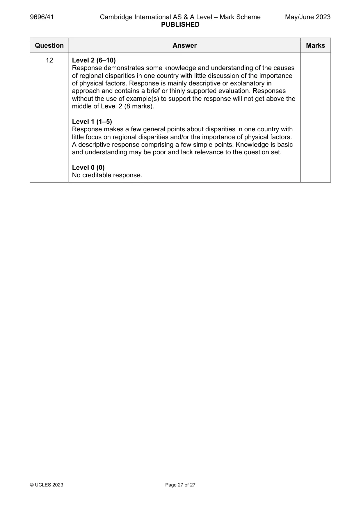 Mark scheme, page 27 of 27