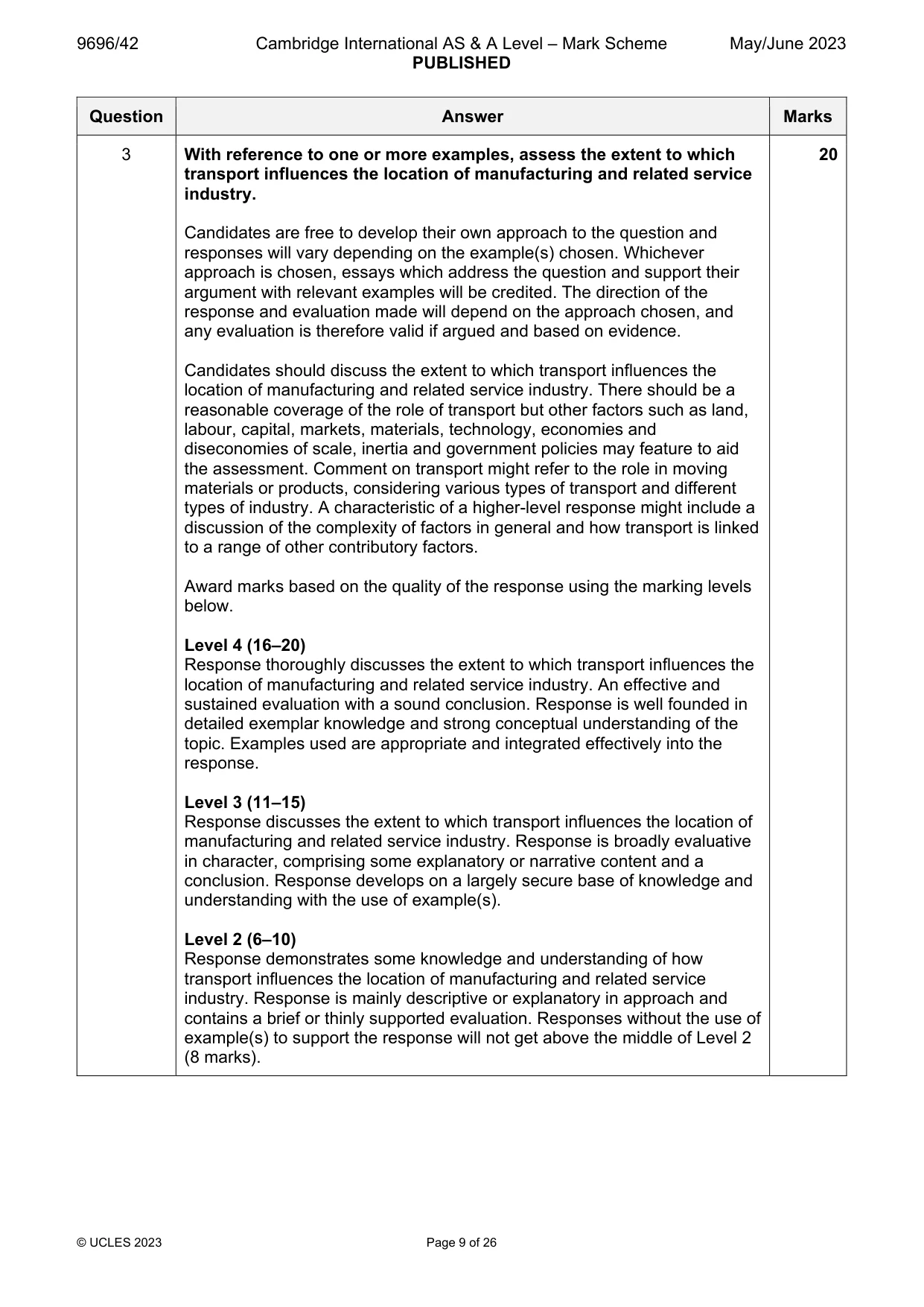 Mark scheme, page 9 of 26
