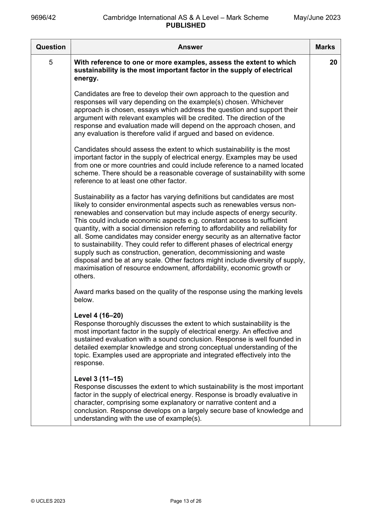 Mark scheme, page 13 of 26